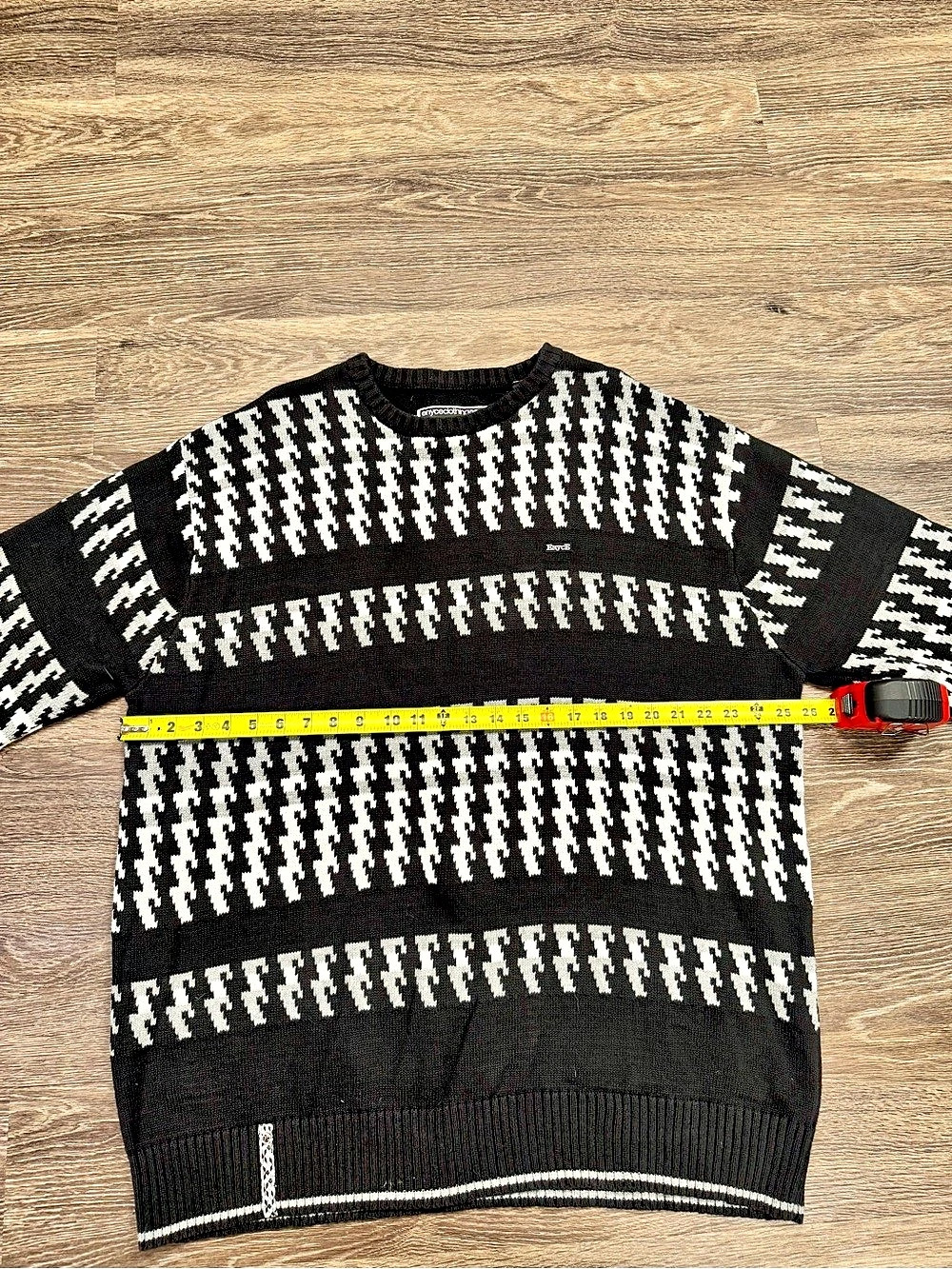 Vintage 2000s Enyce Men’s 3XL Black White Geometric Cotton Sweater - Picture 3 of 6